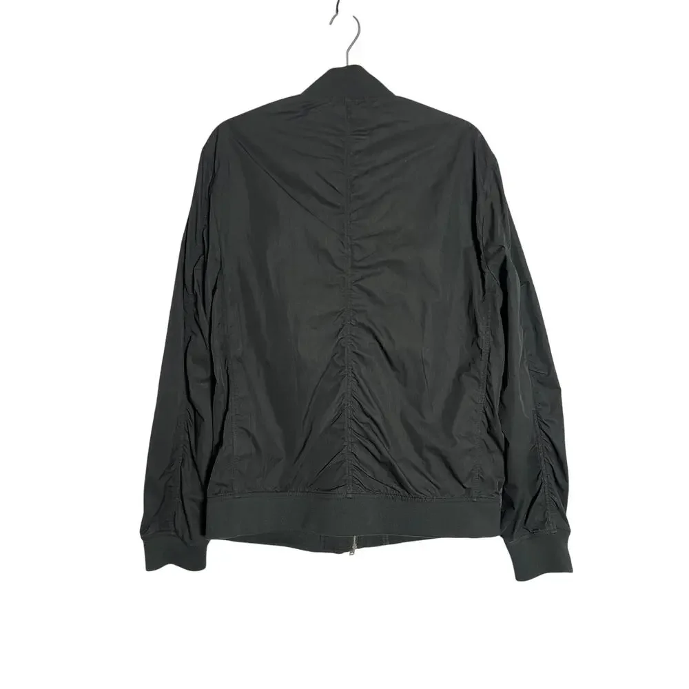 AllSaints Bassett Bomber Jacke SIZE L Black Ruched Back Lightweight Pockets NWOT